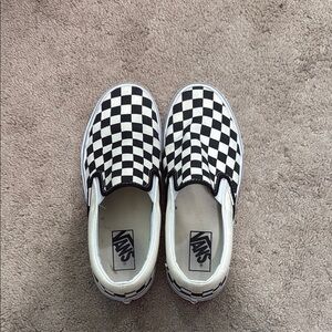 Vans Women’s Checkered Slip-On Shoes - Black and White